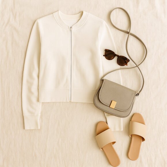 Eileen Fisher White Cropped Jacket Medium Minimalist Modern - Picture 2 of 11